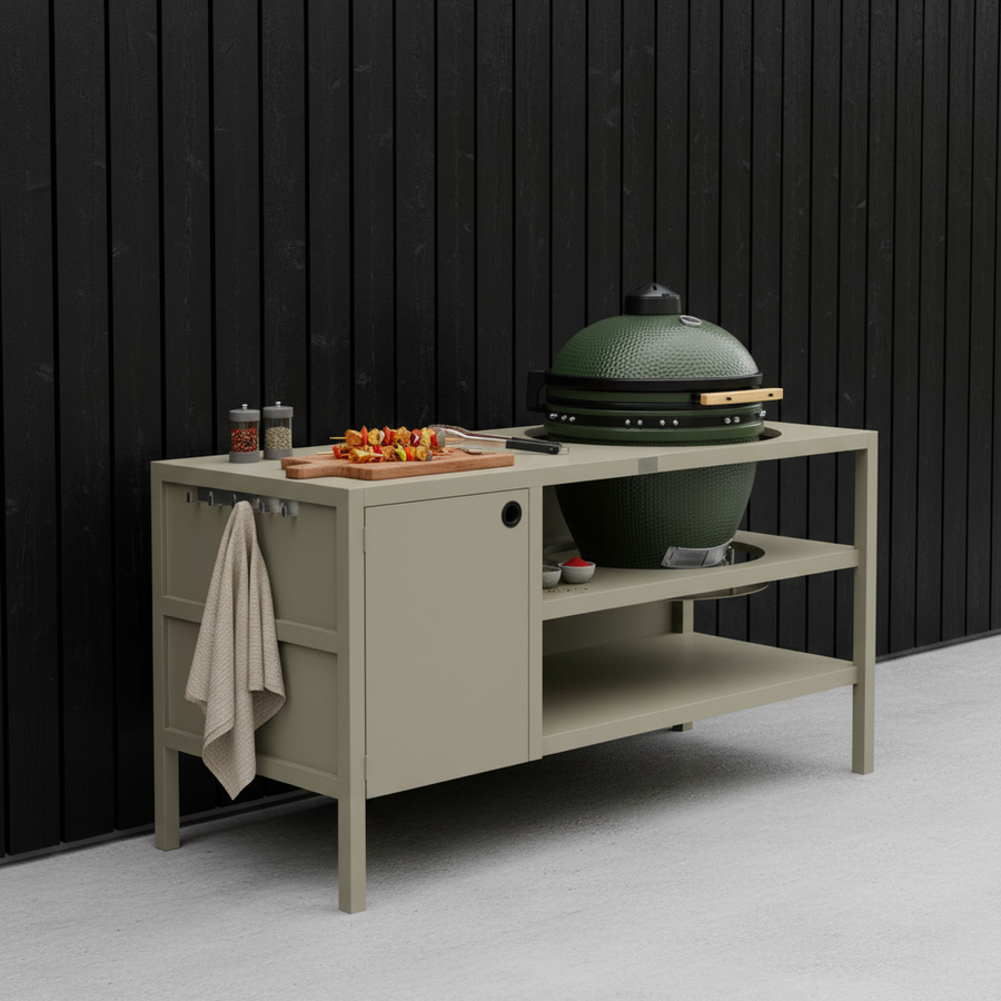 UMAMI Außenküche Modul 3 für Kamado + Kamado SUMO Midi, beige / grün
