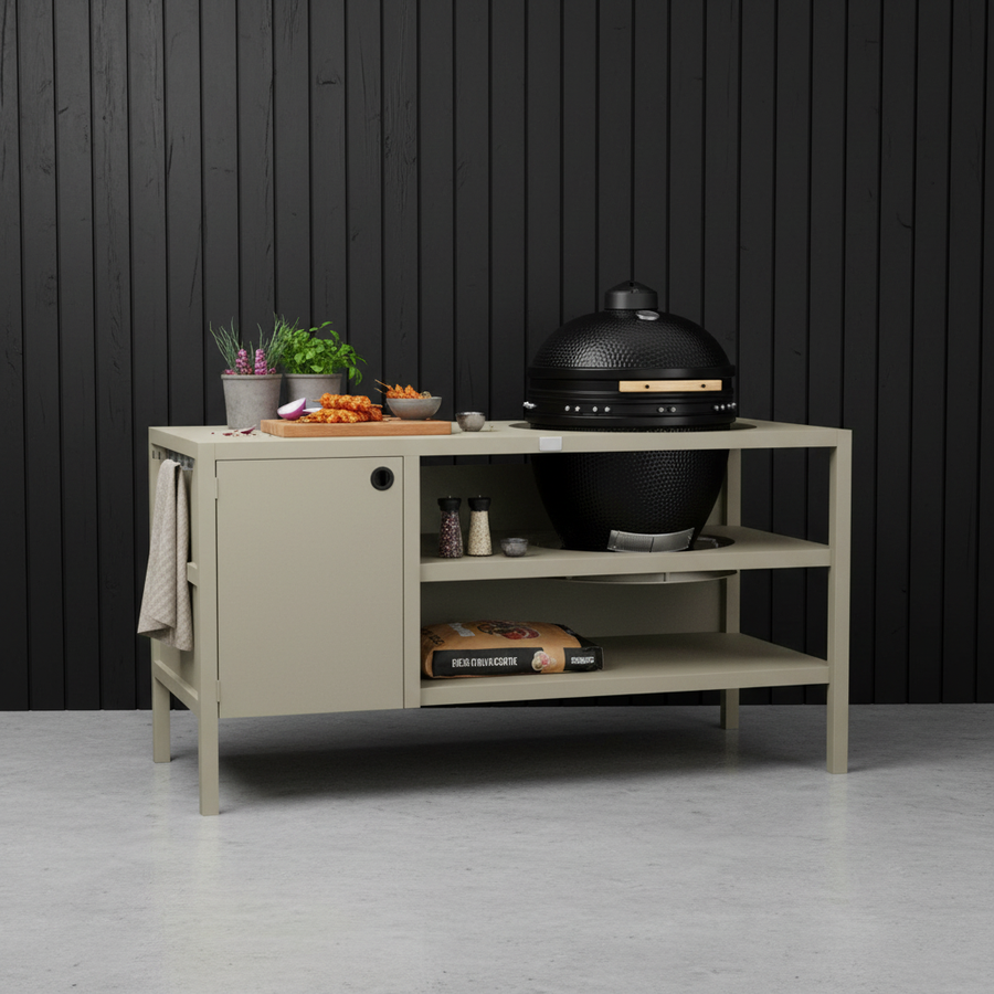 UMAMI Außenküche Modul 3 für Kamado + Kamado SUMO Midi, beige / schwarz