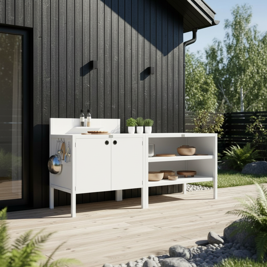 Sonderpreis UMAMI Außenküche Modul 1 + 2 inkl. Abdeckung, weiß