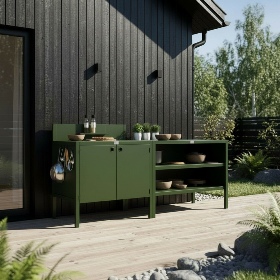 Sonderpreis UMAMI Außenküche Modul 1 + 2 inkl. Überzug, grün