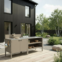 Sonderpreis UMAMI Außenküche Modul 1 + 2 inkl. Abdeckung, beige / rostfrei