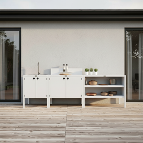 UMAMI Außenküchenpaket, Spülmodul, Modul 1 und Modul 2, weiß