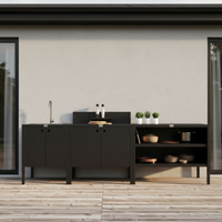 UMAMI Außenküchenpaket, Spülmodul, Modul 1 und Modul 2, schwarz