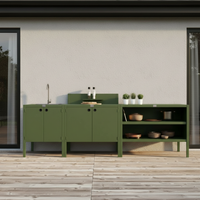 UMAMI Uteküchenpaket, Spülmodul, Modul 1 und Modul 2, grün