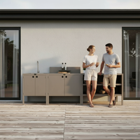 UMAMI Außenküchenpaket, Spülmodul, Modul 1 und Modul 2, beige