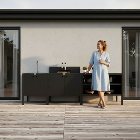 UMAMI Außenküchenpaket, Spülmodul, Modul 1 und Modul 2, schwarz