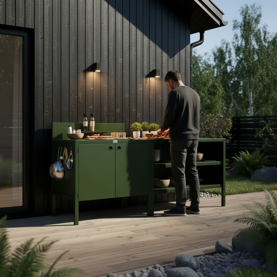 Sonderpreis UMAMI Außenküche Modul 1 + 2 inkl. Überzug, grün