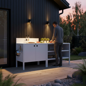 Sonderpreis UMAMI Außenküche Modul 1 + 2 inkl. Abdeckung, weiß