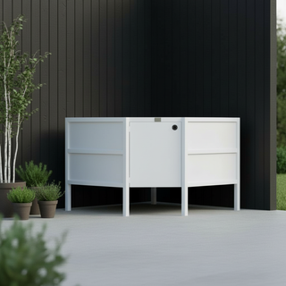 UMAMI Außenküchenpaket, Spülenmodul, Eckmodul, Modul 3, weiß