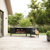 UMAMI Außenküchenpaket, Spülenmodul, Eckmodul, Modul 3, schwarz / rostfrei