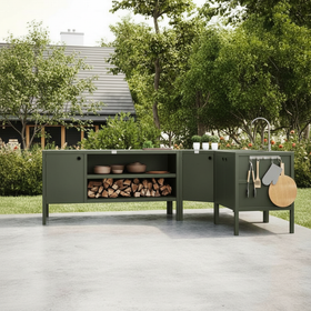 UMAMI Uteküchenpaket, Spülmodul, Eckmodul, Modul 3, grün