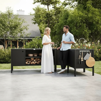 UMAMI Außenküchenpaket, Spülenmodul, Eckmodul, Modul 3, schwarz