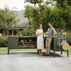 UMAMI Uteküchenpaket, Spülmodul, Eckmodul, Modul 3, grün