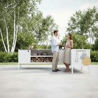 UMAMI Außenküchenpaket, Spülenmodul, Eckmodul, Modul 3, weiß / rostfrei
