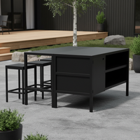 Umami Modul 3 mit Bartisch und 3 Barhockern, schwarz