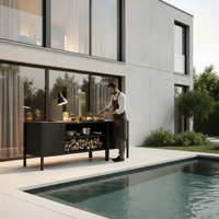 UMAMI Außenküchenpaket, Spülmodul sowie Modul 3, schwarz