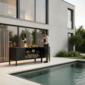 UMAMI Außenküchenpaket, Spülmodul sowie Modul 3, schwarz