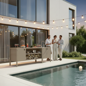 UMAMI Außenküchenpaket, Spülmodul sowie Modul 3, beige