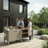 Sonderpreis UMAMI Außenküche Modul 1 + 2 inkl. Abdeckung, beige / rostfrei