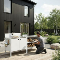 Sonderpreis UMAMI Außenküche Modul 1 + 2 inkl. Abdeckung, weiß / rostfrei