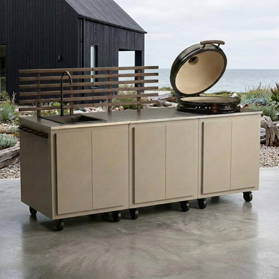 Gastro Outdoor-Küchenkombination mit 3 Modulen + Kamado Nordic Flame 25" 