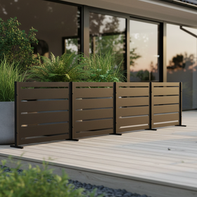 RAMA Sichtschutz 4 Sektionen niedrig, schwarz, L320 x B30 x H80 cm