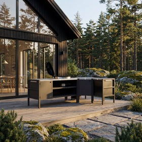 UMAMI Modul 3, schwarz / Edelstahl + schwarzer Kugelgrill NORDIC FLAME 