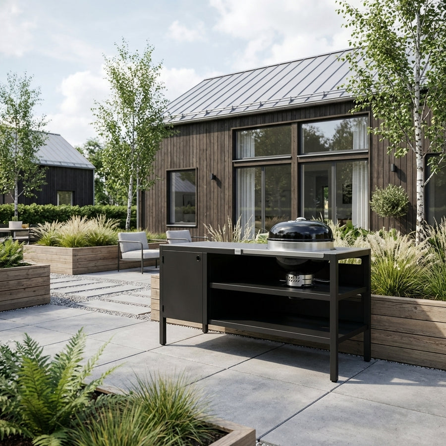 UMAMI Modul 3, schwarz + schwarzer Kugelgrill NORDIC FLAME 