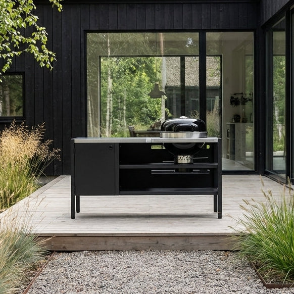 UMAMI Modul 3, schwarz / Edelstahl + schwarzer Kugelgrill NORDIC FLAME 
