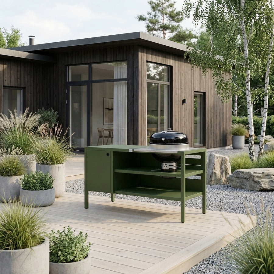 UMAMI Modul 3, grün + schwarzer Kugelgrill NORDIC FLAME 