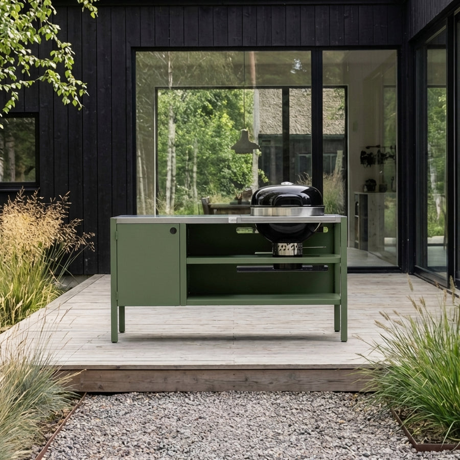 UMAMI Modul 3, grün / Edelstahl + Kugelgrill NORDIC FLAME 