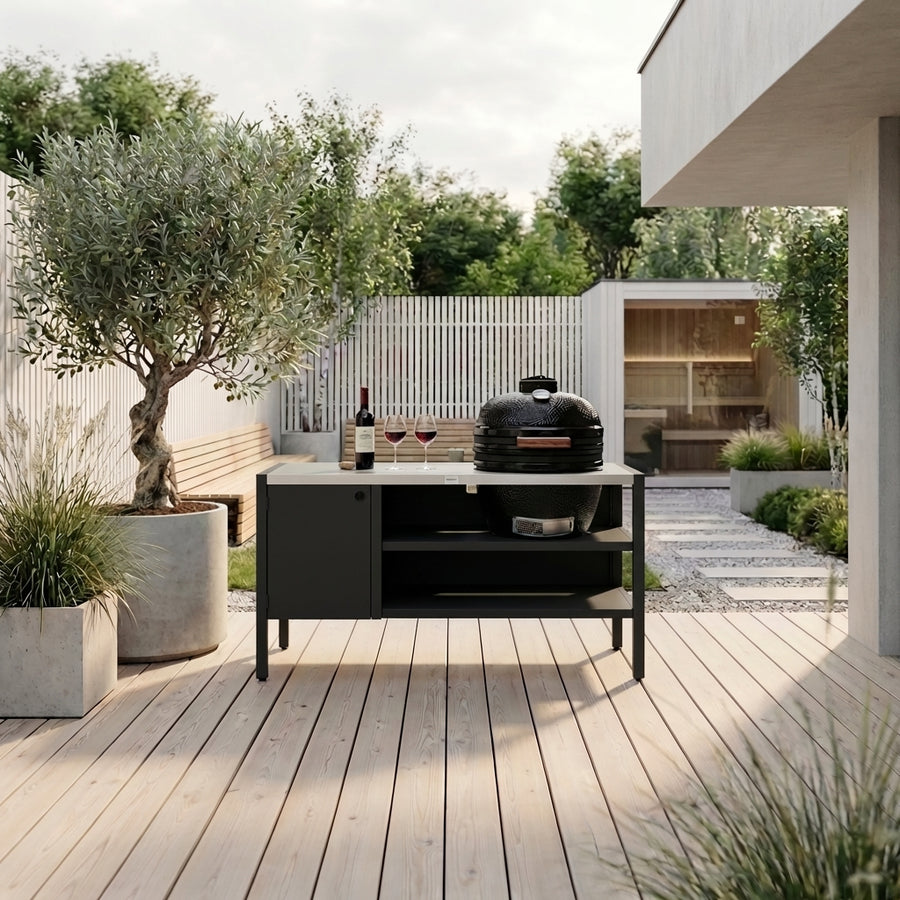 UMAMI Modul 3, schwarz / Edelstahl + schwarze Kamado NORDIC FLAME 