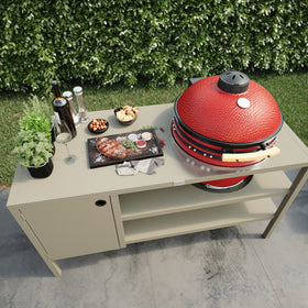 UMAMI Außenküche Modul 3 für Kamado + Kamado BONO Limited, beige / rot