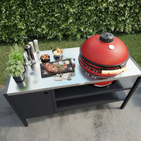 UMAMI Uteküche Modul 3 für Kamado + Kamado BONO Limited, schwarz / rostfrei / rot