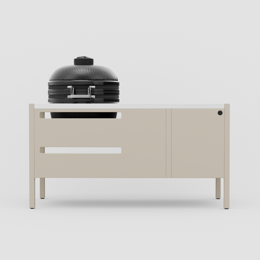UMAMI Modul 3, beige / Edelstahl + schwarzer Kamado NORDIC FLAME 