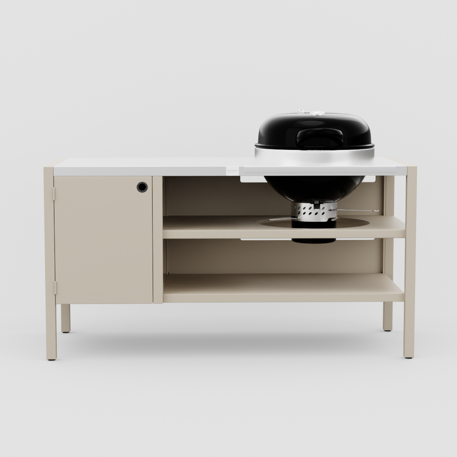 UMAMI Modul 3, beige / Edelstahl + schwarzer Kugelgrill NORDIC FLAME 
