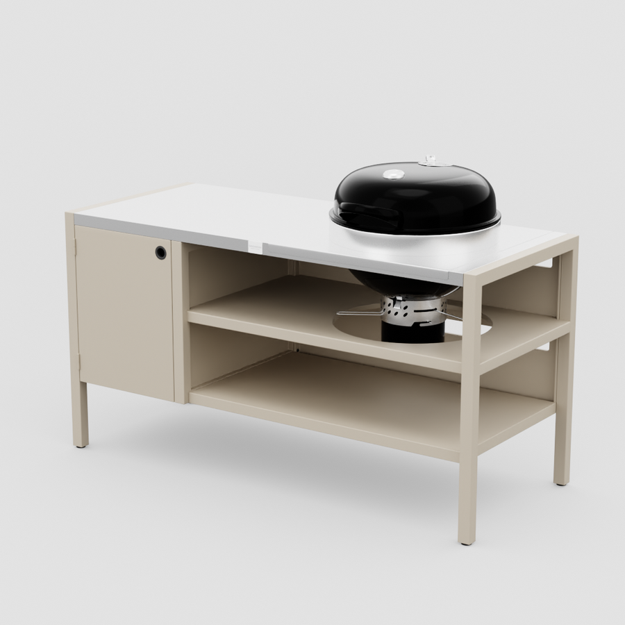 UMAMI Modul 3, beige / Edelstahl + schwarzer Kugelgrill NORDIC FLAME 