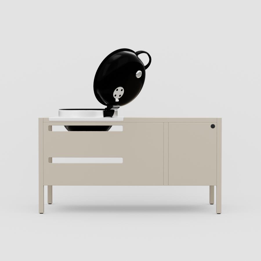 UMAMI Modul 3, beige + schwarzer Kugelgrill NORDIC FLAME 