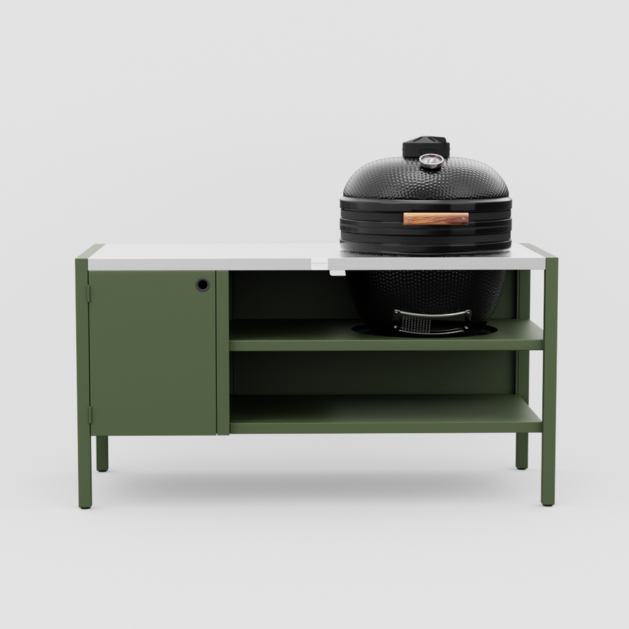 UMAMI Modul 3, grün / Edelstahl + schwarzer Kamado NORDIC FLAME 