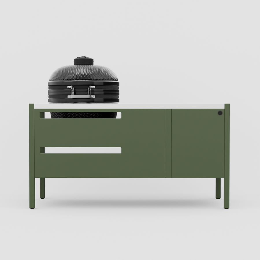 UMAMI Modul 3, grün / Edelstahl + schwarzer Kamado NORDIC FLAME 