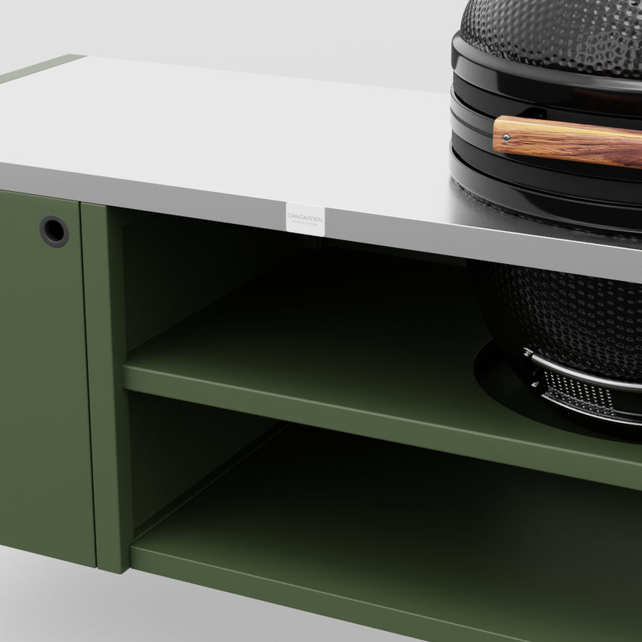 UMAMI Modul 3, grün / Edelstahl + schwarzer Kamado NORDIC FLAME 