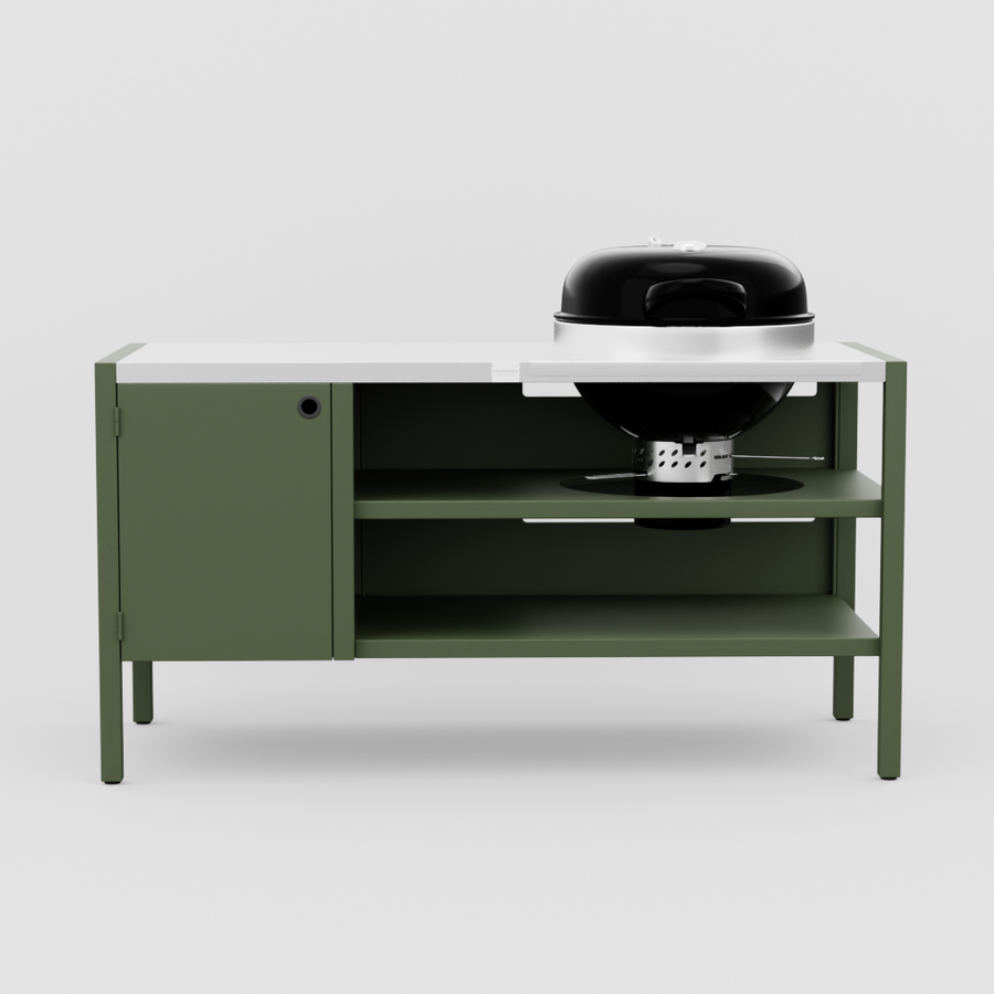 UMAMI Modul 3, grün / Edelstahl + Kugelgrill NORDIC FLAME 