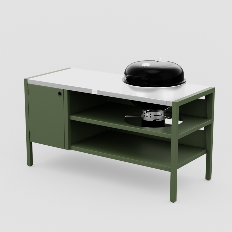 UMAMI Modul 3, grün / Edelstahl + Kugelgrill NORDIC FLAME 