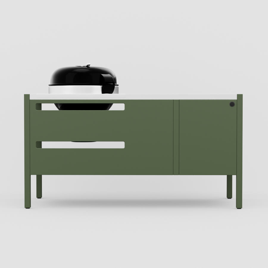 UMAMI Modul 3, grün / Edelstahl + Kugelgrill NORDIC FLAME 
