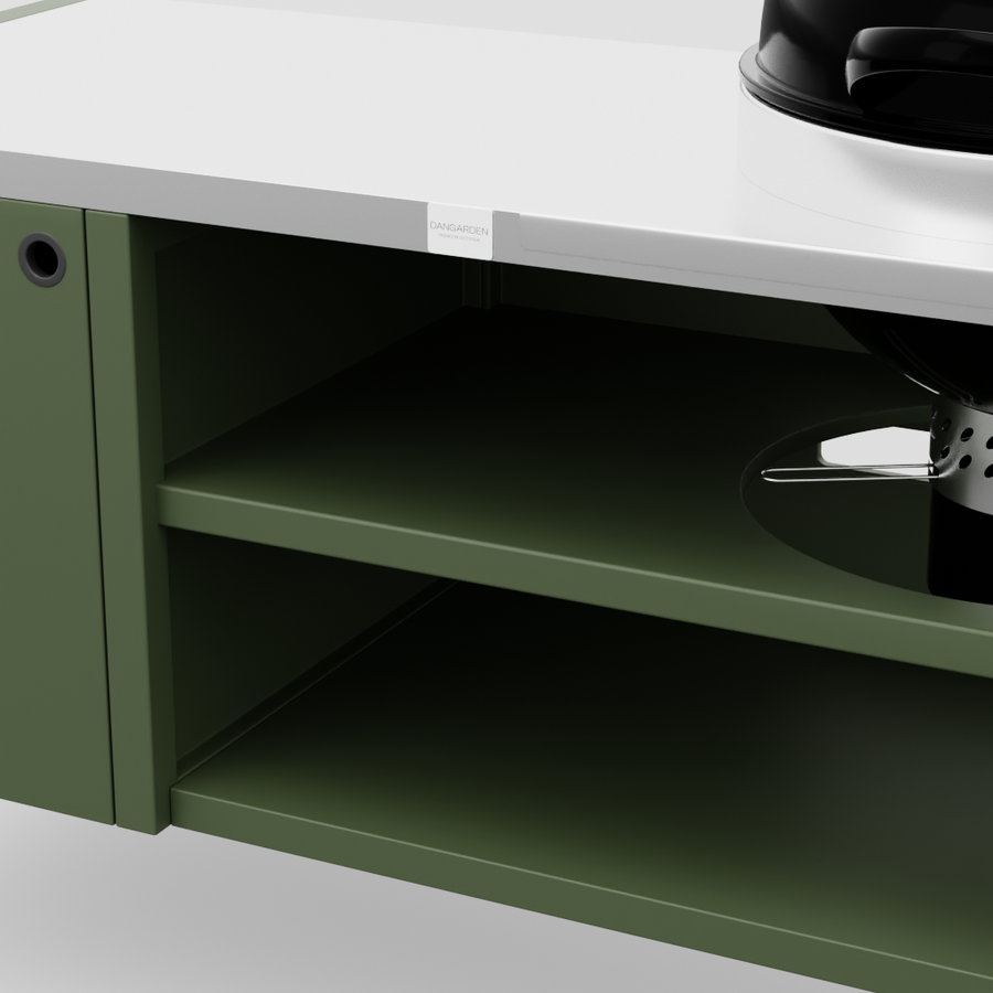 UMAMI Modul 3, grün / Edelstahl + Kugelgrill NORDIC FLAME 