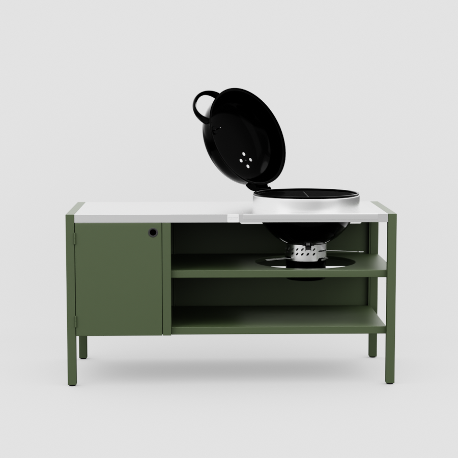 UMAMI Modul 3, grün / Edelstahl + Kugelgrill NORDIC FLAME 