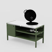 UMAMI Modul 3, grün / Edelstahl + Kugelgrill NORDIC FLAME 