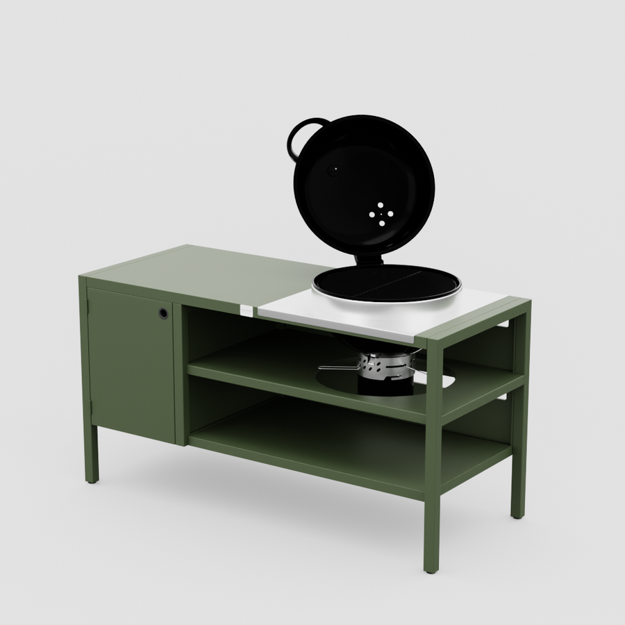 UMAMI Modul 3, grün + schwarzer Kugelgrill NORDIC FLAME 