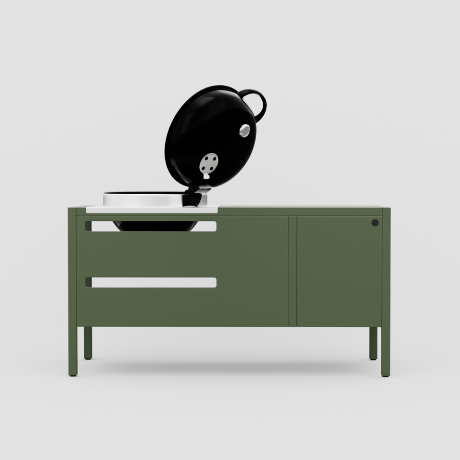 UMAMI Modul 3, grün + schwarzer Kugelgrill NORDIC FLAME 