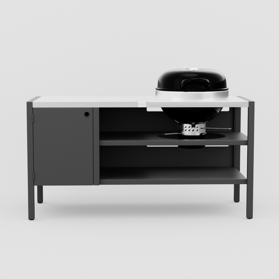 UMAMI Modul 3, schwarz / Edelstahl + schwarzer Kugelgrill NORDIC FLAME 